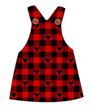 Load image into Gallery viewer, Plaid Mouse Ears Skirt-Alls