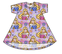 Load image into Gallery viewer, Sleeping Princess Check Basic T-Shirt Dress
