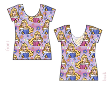Load image into Gallery viewer, Sleeping Princess Check Ladies' Low Back Ballerina Tee