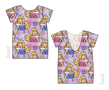 Load image into Gallery viewer, Sleeping Princess Check Low Back Ballerina Tee
