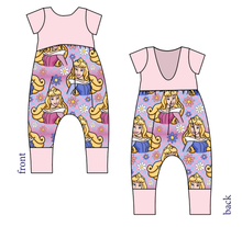 Load image into Gallery viewer, Sleeping Princess Check Low Back Romper and Bubble Romper