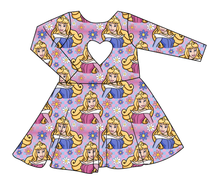 Load image into Gallery viewer, Sleeping Princess Check Molly Heart Back Twirly Dress