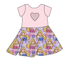 Load image into Gallery viewer, Sleeping Princess Check Molly Heart Back Twirly Dress