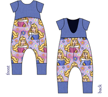 Load image into Gallery viewer, Sleeping Princess Check Low Back Romper and Bubble Romper
