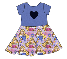 Load image into Gallery viewer, Sleeping Princess Check Molly Heart Back Twirly Dress