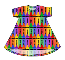 Load image into Gallery viewer, Colourful Crayons Basic T-Shirt Dress
