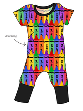 Load image into Gallery viewer, Colourful Crayons Grow With Me Pants And Shorts Romper