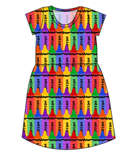 Load image into Gallery viewer, Colourful Crayons Ladies' Play Dress