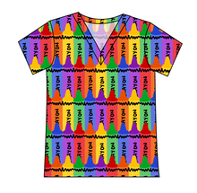 Load image into Gallery viewer, Colourful Crayons Ladies' Slouchy V-Neck Tee