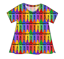 Load image into Gallery viewer, Colourful Crayons Ladies' Swing Tee