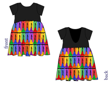 Load image into Gallery viewer, Colourful Crayons Low Back Dress