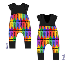 Load image into Gallery viewer, Colourful Crayons Low Back Romper and Bubble Romper