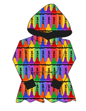 Load image into Gallery viewer, Colourful Crayons Peplum Hoodie (or Crewneck)