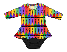 Load image into Gallery viewer, Colourful Crayons Peplum Top