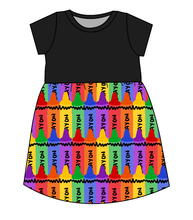 Load image into Gallery viewer, Colourful Crayons Play Dress