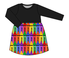 Load image into Gallery viewer, Colourful Crayons Play Dress