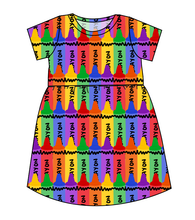 Load image into Gallery viewer, Colourful Crayons Play Dress