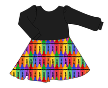 Load image into Gallery viewer, Colourful Crayons Prairie Dress