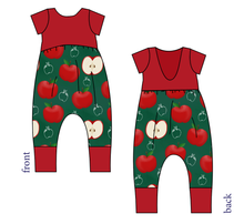 Load image into Gallery viewer, A is for Apple Low Back Romper and Bubble Romper