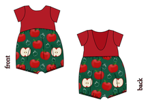 Load image into Gallery viewer, A is for Apple Low Back Romper and Bubble Romper