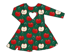 Load image into Gallery viewer, A is for Apple Molly Heart Back Twirly Dress