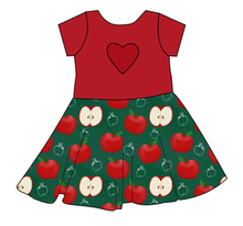Load image into Gallery viewer, A is for Apple Molly Heart Back Twirly Dress