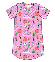 Load image into Gallery viewer, Cupcake School Supplies Ladies' T-Shirt Dress
