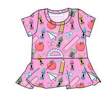 Load image into Gallery viewer, Cupcake School Supplies Peplum Top