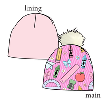 Load image into Gallery viewer, Cupcake School Supplies Slouchy Beanie (Reversible!)
