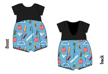 Load image into Gallery viewer, Rad School Supplies Low Back Romper and Bubble Romper