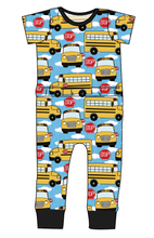 Load image into Gallery viewer, Wheels on the Bus Bennett Pants and Shorts Length T-Shirt Romper