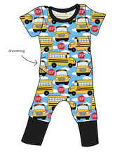 Load image into Gallery viewer, Wheels on the Bus Grow With Me Pants And Shorts Romper