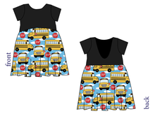 Load image into Gallery viewer, Wheels on the Bus Low Back Dress