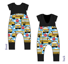 Load image into Gallery viewer, Wheels on the Bus Low Back Romper and Bubble Romper