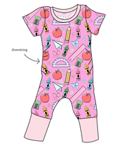Load image into Gallery viewer, Cupcake School Supplies Grow With Me Pants And Shorts Romper