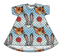 Load image into Gallery viewer, Zoo Friends Check Basic T-Shirt Dress