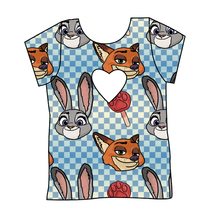 Load image into Gallery viewer, Zoo Friends Check Cambria Heart Back Tee