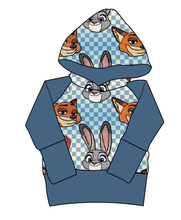 Load image into Gallery viewer, Zoo Friends Check Grow With Me Hoodie (or Crewneck)
