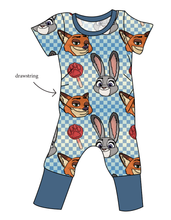 Load image into Gallery viewer, Zoo Friends Check Grow With Me Pants And Shorts Romper