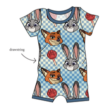 Load image into Gallery viewer, Zoo Friends Check Grow With Me Pants And Shorts Romper
