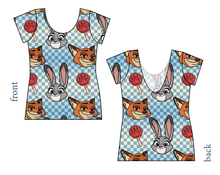 Load image into Gallery viewer, Zoo Friends Check Ladies' Low Back Ballerina Tee