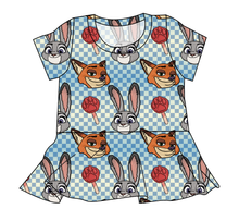 Load image into Gallery viewer, Zoo Friends Check Ladies' Peplum Top