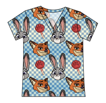 Load image into Gallery viewer, Zoo Friends Check Ladies' Slouchy V-Neck Tee