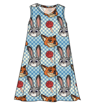 Load image into Gallery viewer, Zoo Friends Check Ladies' Swing Dress
