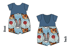 Load image into Gallery viewer, Zoo Friends Check Low Back Romper and Bubble Romper