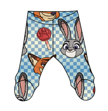 Load image into Gallery viewer, Zoo Friends Check Newborn Footed Pants