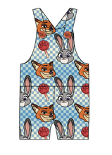 Load image into Gallery viewer, Zoo Friends Check Overalls and Shortalls