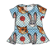 Load image into Gallery viewer, Zoo Friends Check Peplum Top