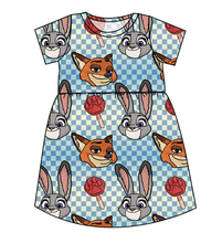 Load image into Gallery viewer, Zoo Friends Check Play Dress