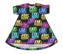 Load image into Gallery viewer, Juniper's Neon Kitties Basic T-Shirt Dress